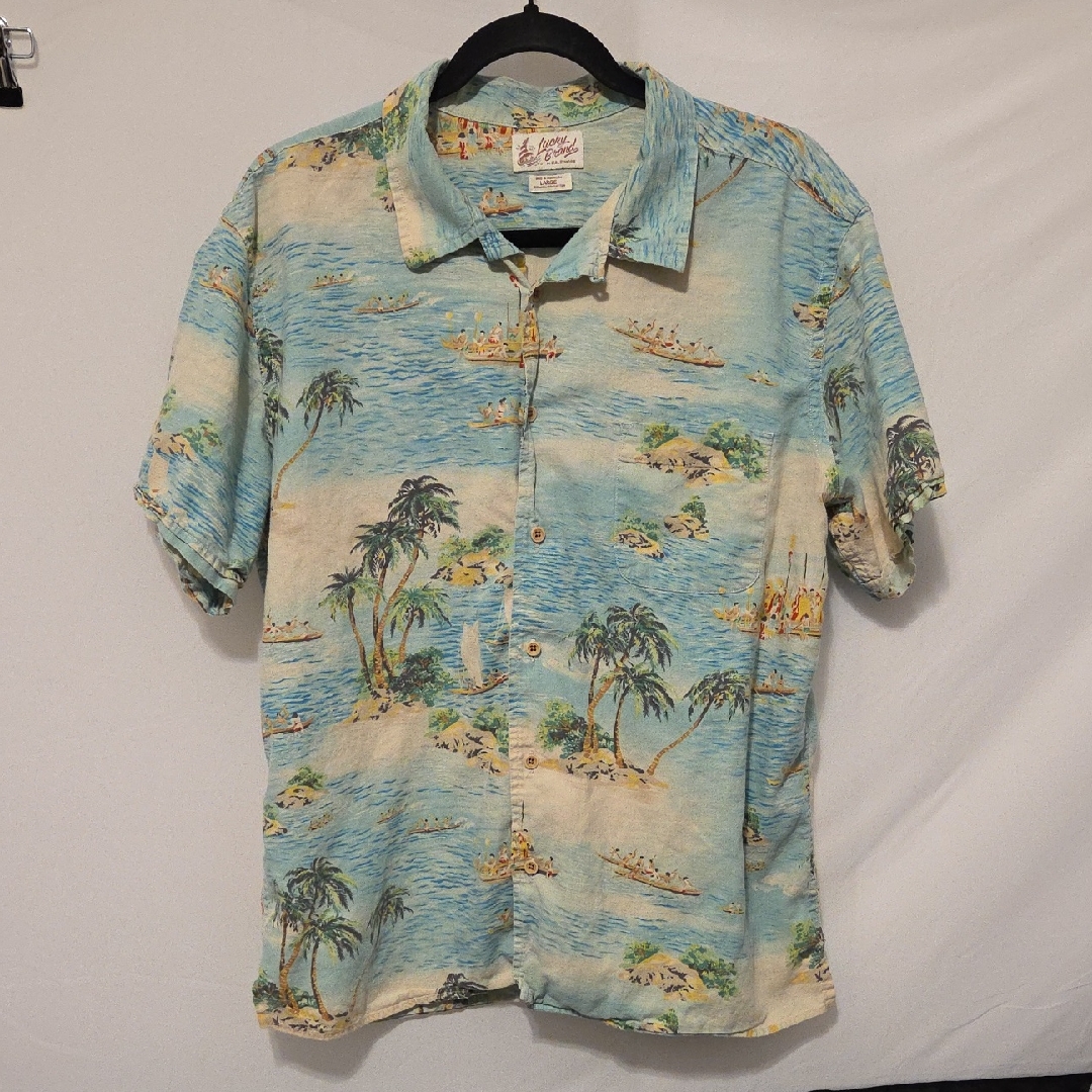 Lucky Brand Hawaaiin Tropical Island Print Mens Shirt